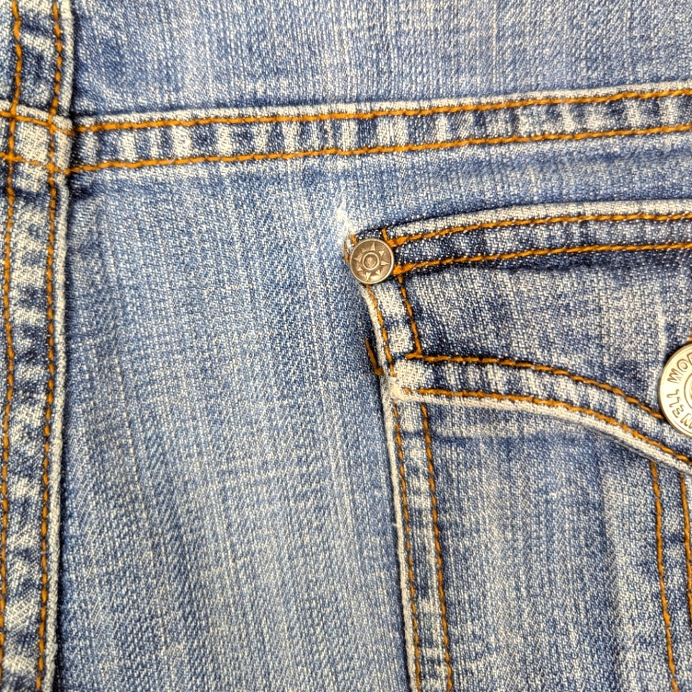 Ruff Hewn Capri Cuffed Jeans Women's Size 12 With Flap Pockets Jean Capris - Picture 14 of 14